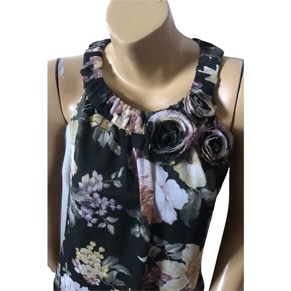 IN SAN FRANCISCO Womens Size Medium Floral Print Sleeveless Tank Top Shirt Lined - Picture 4 of 7